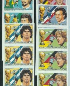 95753 - Central Africa - STAMPS -  IMPERF  Mexico '86 FOOTBALL Maradona PLATINI