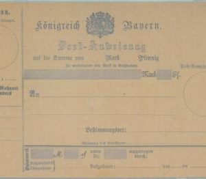89222 - GERMANY Bayern - Postal History - STATIONERY Formular CARD Postal Order