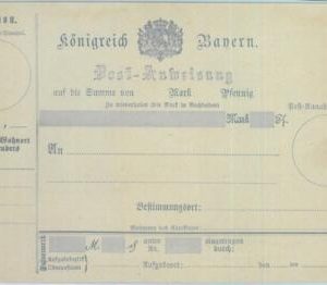 89219 - GERMANY Bayern - Postal History - STATIONERY Formular CARD Postal Order