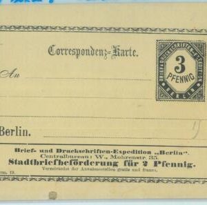89262 - GERMANY - Postal History - Private Mail STATIONERY Card: Berlin 1874