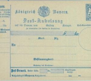 89224 - GERMANY Bayern - Postal History - STATIONERY Formular CARD Money  Order