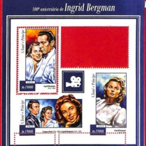A3411- SAO TOME & PRINCIPE, ERROR MISSPERF: 2015 Ingrid Bergman, G. Peck, Cinema
