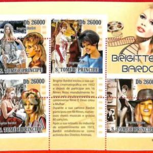 A3327- SAO TOME & PRINCIPE ERROR MISPERF Miniature sheet: 2009 B. Bardot, Cinema