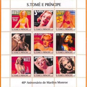 A6678 - SAO TOME & PRINCIPE, Error 2003 MISSPERF MINIATURE SHEET: Monroe, Cinema