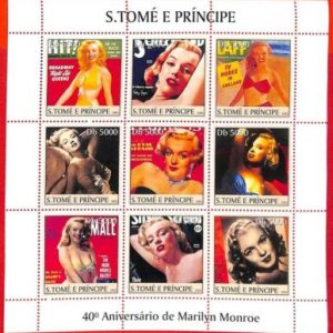 A3437- SAO TOME & PRINCIPE ERROR MISPERF Miniature s: 2003 Marylin Monroe Cinema