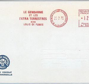 FRANCE  - Red MECHANICAL POSTMARK: Le Gendarme et les Extra-terrestres ALIENS