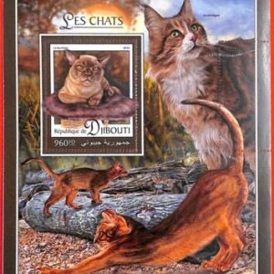 A3992 - Djibouti - ERROR MISPERF, Souvenir Sheet: 2016, Cats, Burmese, Norwegian