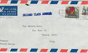 61403  - RHODESIA - POSTAL HISTORY -  COVER to ITALY 1969 - FAUNA Animals