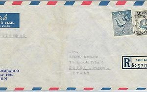 61404  - ADEN - POSTAL HISTORY - REGISTERED  COVER to ITALY 1962