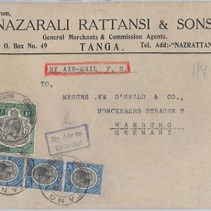 52014 - TANGANIKA -  POSTAL HISTORY - AIRMAIL COVER from TANGA to GERMANY 1933