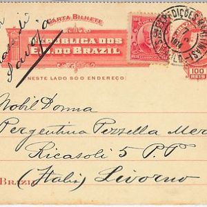 58570 - BRAZIL - POSTAL HISTORY: Front of STATIONERY LETTER CARD to ITALY - 1914