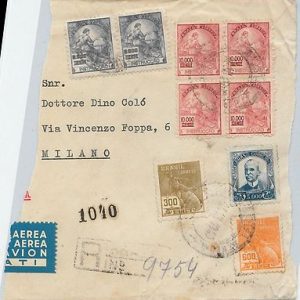 58559  -  BRAZIL  - POSTAL HISTORY: 49900  Reis on COVER CUT-OUT 1940 - via LATI