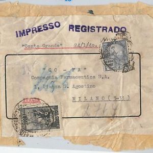 58558  -  BRAZIL  - POSTAL HISTORY: 2800 Reis on COVER CUT-OUT 1940