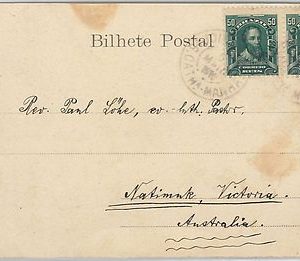 58567 -  BRAZIL - POSTAL HISTORY:  POSTCARD to VICTORIA Australia! 1910