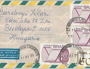 56455  -   BRAZIL -  POSTAL HISTORY: AIRMAIL COVER to  HUNGARY  1975
