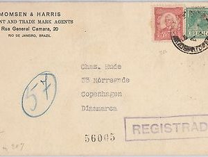 56454  -   BRAZIL -  POSTAL HISTORY: REGISTERED COVER to  DENMARK  1928