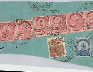 58557  -  BRAZIL  - POSTAL HISTORY:  65500 Reis on COVER CUT-OUT 1940