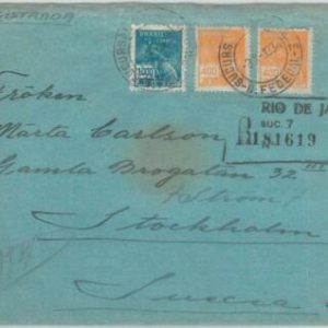 74388 - BRAZIL - POSTAL HISTORY -  REGISTERED COVER to SWEDEN  1934