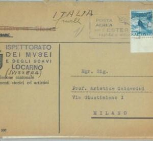 89082 - SWITZERLAND - POSTAL HISTORY - COVER from ARCHEOLOGICAL MUSEUM 1947