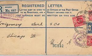 52043  - NIGERIA  -  POSTAL HISTORY -  STATIONERY COVER from ENUGU to USA 1926