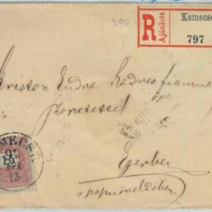 66800 - HUNGARY - Postal History -  REGISTERED COVER from KEMECSE 1913