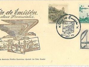 22840 - ECUADOR - POSTAL HISTORY -  FDC COVER 1955 Fish Fishing PALM TREES