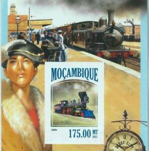 M1486 - MOZAMBIQUE - ERROR, 2013 IMPERF SHEET: Steam Locomotives, Trains
