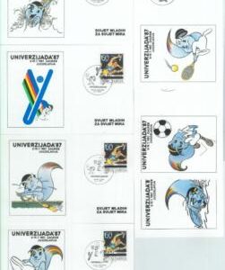 82716 - YUGOSLAVIA - POSTAL HISTORY - set of 7 CARDS 1987 - UNIVERSIADE tennis