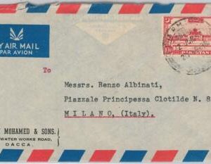 49004  - PAKISTAN - POSTAL HISTORY - AIRMAIL COVER from DACCA to ITALY  1954