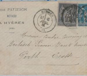 75199 - FRANCE - Postal History - SAGE 10 + 15 on COVER to SCOTTLAND  1881