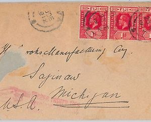 48667 - FIJI  -  POSTAL HISTORY - AIRMAIL COVER to USA 1912