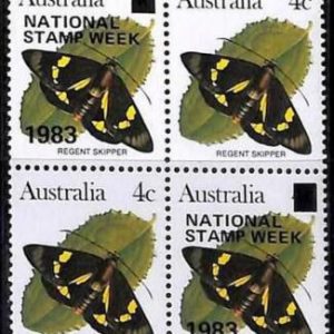 94737c - AUSTRALIA - STAMPS -  PRIVATE OVERPRINT on BUTTERFLY block 1983 MNH
