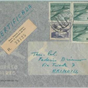 81536 - CHILE - POSTAL HISTORY -  Registered COVER to ITALY  1958  Train