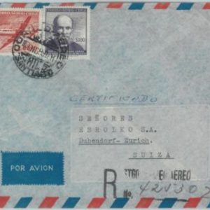 81545 - CHILE - POSTAL HISTORY -  Registered COVER to SWITZERLAND  1959