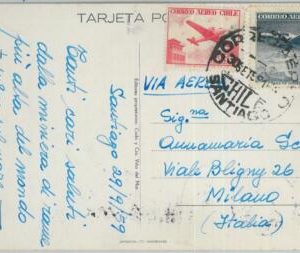 81556 - CHILE - POSTAL HISTORY -   POSTCARD  to ITALY  1959