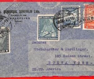 aa3633 - CHILE - POSTAL HISTORY - Censored AIRMAIL COVER to  USA 1945