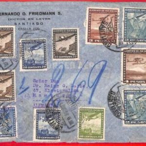 aa3642 - CHILE - POSTAL HISTORY -  AIRMAIL COVER to  USA 1938 - Nice franking!