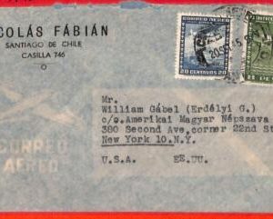 aa3634 - CHILE - POSTAL HISTORY -  AIRMAIL COVER to  USA 1945