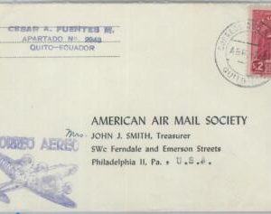 81624 - ECUADOR  - POSTAL HISTORY -   AIRMAIL COVER  to  USA  1958