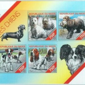 M1535 - NIGER, ERROR, 2014 MISSPERF SHEET: Dogs, Terrier, Basset Hound, Spaniel