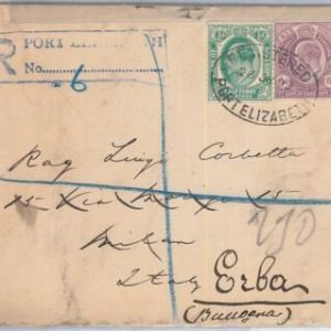 65658 - CAPE OF GOOD HOPE -  POSTAL HISTORY - REGISTERED Cover to ITALY 1909