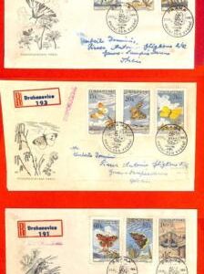 aa3166  - CZECHOSLOVAKIA - POSTAL HISTORY - set of 3 FDC covers 1961 BUTTERFLIES