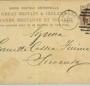 BK0264 - MALTA - Postal History - GB STATIONERY CARD to ITALY  1881