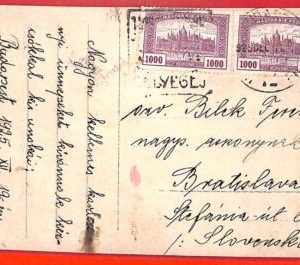 aa1925 - HUNGARY - Postal History -  POSTCARD to SLOVAKIA 1925