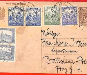 aa1947 - HUNGARY - Postal History - STATIONERY CARD with ADDED FRANKING 1923