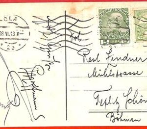 aa1971 - Austria HUNGARY - Postal History - Mixed Franking on POSTCARD 1928 Pola