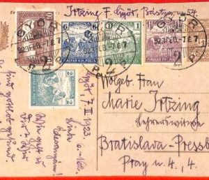 aa1950 - HUNGARY - Postal History - STATIONERY CARD with ADDED FRANKING 1923