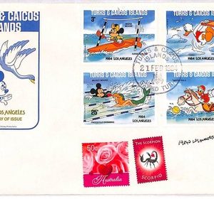 ai3896 - TURKS & CAICOS - POSTAL HISTORY - FDC - Swimming DISNEY Polo - 1984