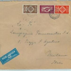 84160- PORTUGAL - Postal History - Large AIRMAIL COVER to ITALY  1940 - Lati?