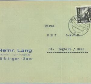 89354 - GERMANY Saar  - POSTAL HISTORY -  COVER from VOLKLINGEN  1953